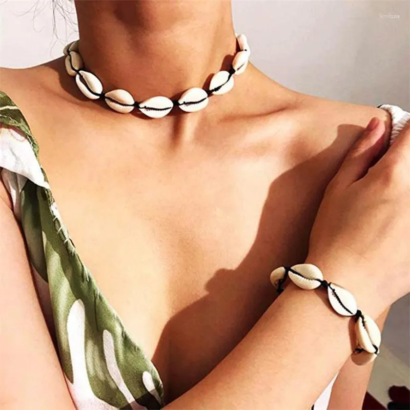 Braccialetti con ciondoli Bohemia Natual Conch Seashell Collana Bracciale Donna Ragazze Summer Beach Shell Girocollo Conchiglie Collares Set di gioielli