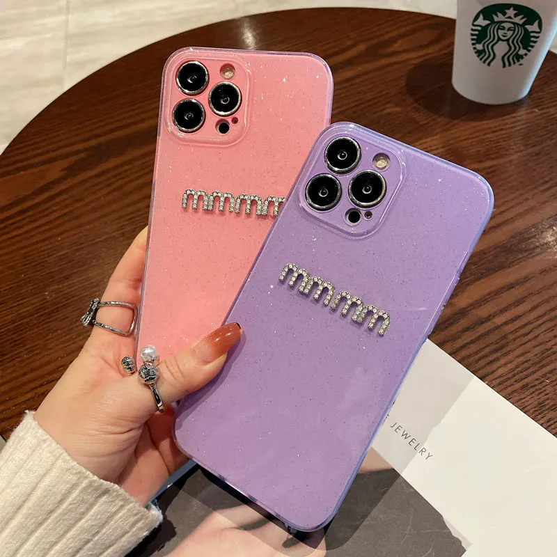 Mode femmes ' s Phone Case Jelly Shimmering Powder Strass Niche Apple 14promax Cellphone Cases 13 Soft Cover 11 Anti Drop Girl