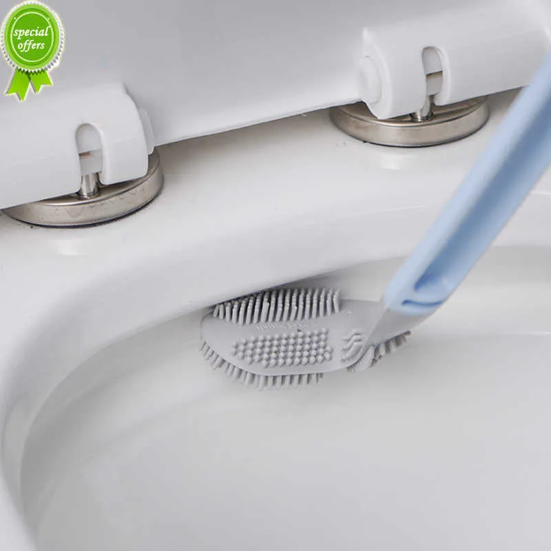 New Golf Bendable Silicone Toilet Brush Flexible Soft Brush Head Long Handle Toilet Cleaning Brush Home Bathroom Hanging Brush