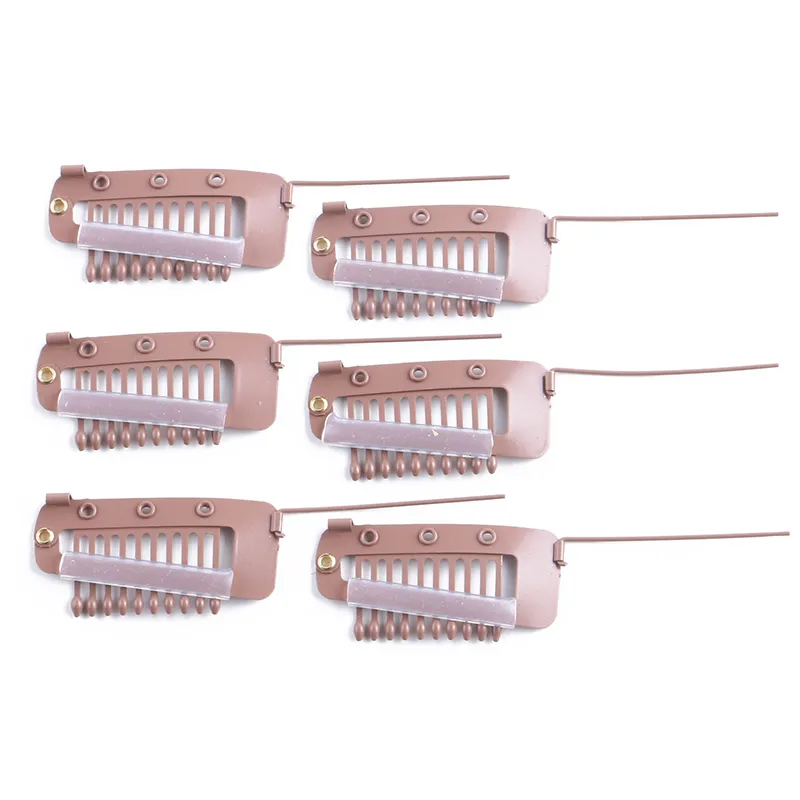 Professional Hair Extension Clips 3.8cm 10 Teeth Snap Clips With Safety Pin For Weft Hair Extensions