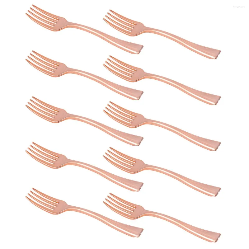 Dinnerware Sets 24 Pcs Disposable Fruit Fork Plastic Picks Spoons Silverware Gold Utensils Stick