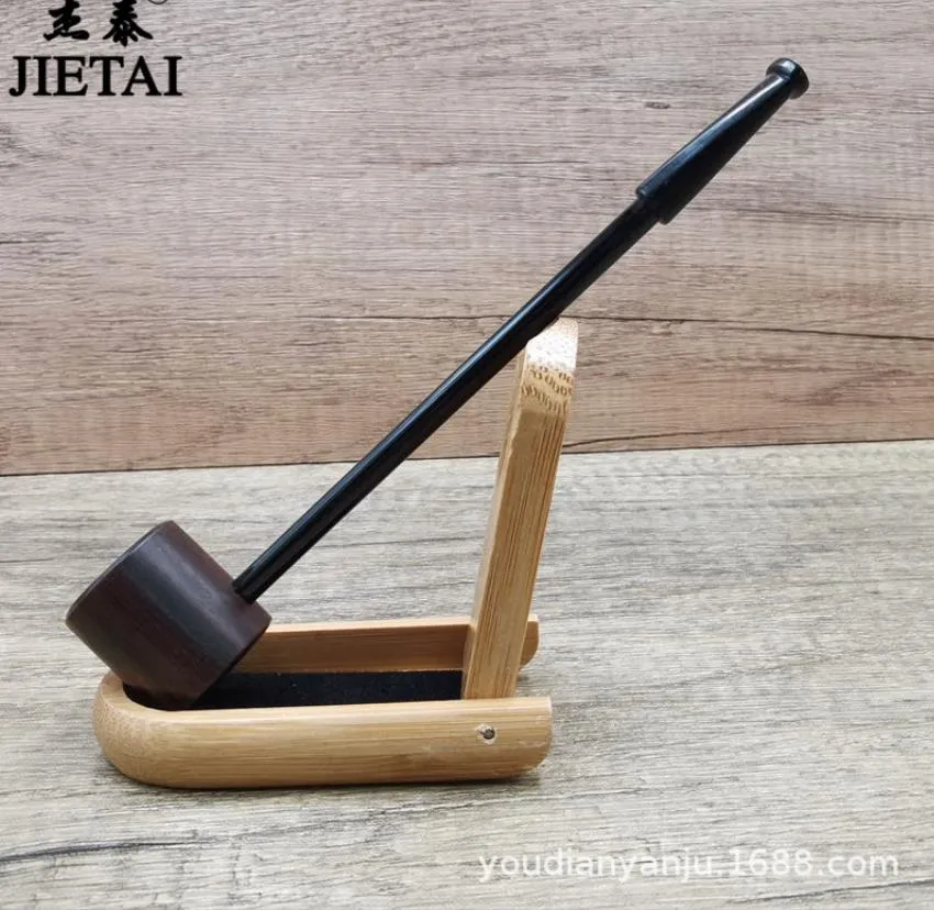 Pipa da fumo Mini pipa da uomo portatile in legno di sandalo nero con stelo dritto