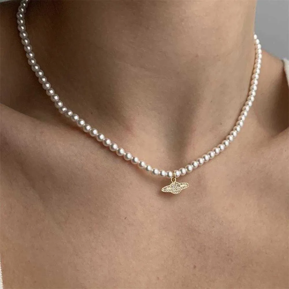 Kralen Kettingen Sieraden Ketting Vintage Crystal Zirkoon Planeet Parel Choker Ketting voor Vrouwen Vrouwelijke Paar Hangers 230613