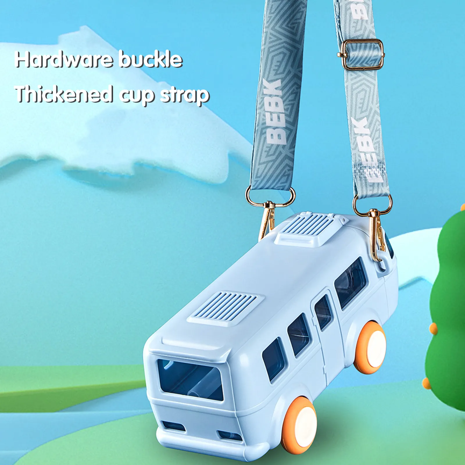 Vattenflaskor Söt bussformkopp för barn Portable Water Cup i bussform Barnens lilla bilstrån Vattenkoppflaska med axelrem 230625