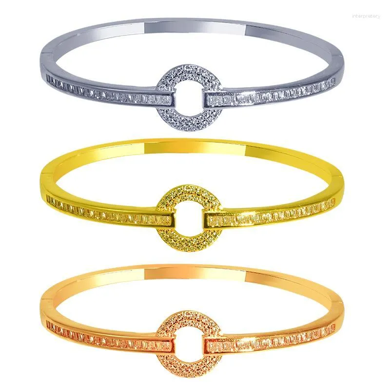Bracelet jonc pour femmes plaqué or diamant luxe mode bijoux fête vacances cadeaux femme bracelets personnalisés sur la main Melv22