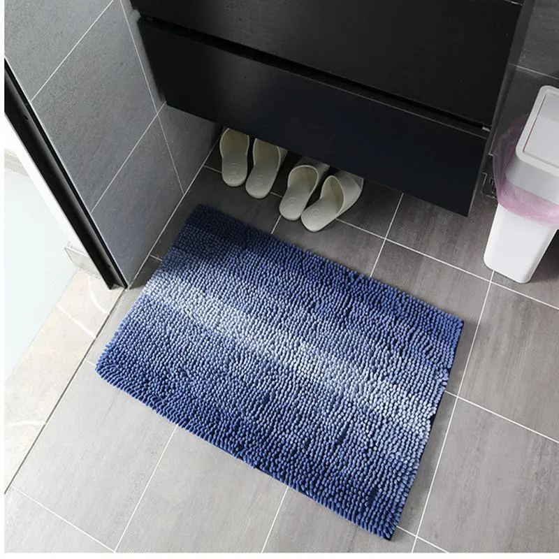 Tapetes gradiente colorido chenille tapete de banheiro tapetes entrada capacho para banheiro toalha chão antiderrapante longo peludo tapete
