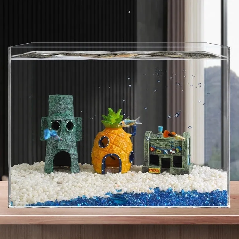 Decorazioni Cartoon Fish Tank Decor Figure Ornamenti Simulazione Resina Ananas House Fish Tank Decorazione Paesaggistica Accessori Acquari 230625 Da 7 92 DHgate