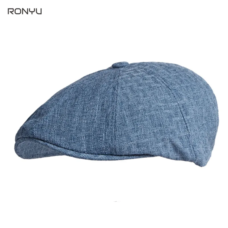 Boné Newsboy Respirável Masculino Feminino Boné Gatsby Baker Boy Hat Summer Linen Cabbies 8 Panel Hats Men Beret NM28