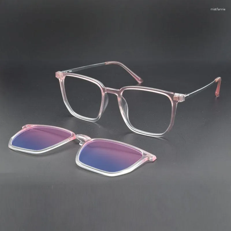 Cadres de lunettes de soleil Lunettes transparentes Aimant Clip Miroir Magnétique Sur Rose Prescription Myopie Spectacle Violet