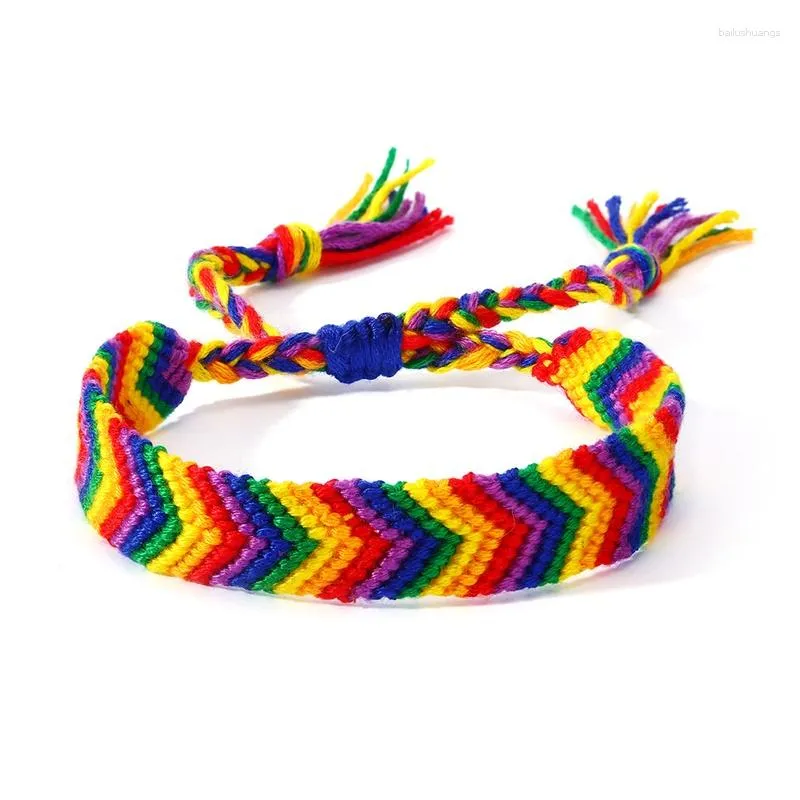 Charm Bracelets Handmade Woven LGBT Rainbow Rope For Couple Pride Gay Women Men Braided String Strap Friendship Lover Jewelry Gift
