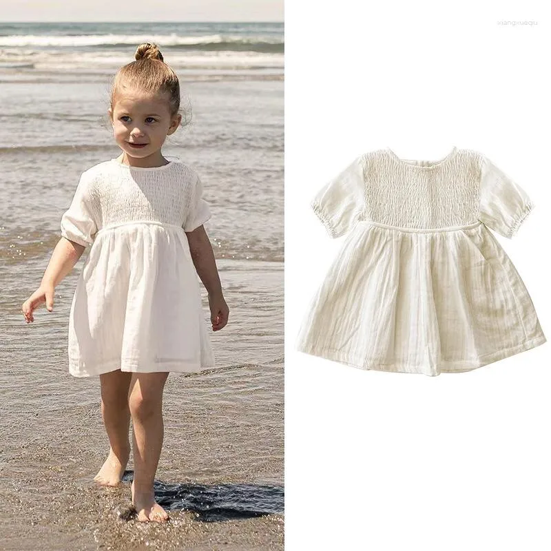 Dziewczyna Sukienki Ubrania Dziecięce W Letniej Sukience Białe Smokowane Dzieci  Małe Dziewczynki Ręcznie Robione Maluch Księżniczka Vintage Smock Od 70,58  zł| DHgate