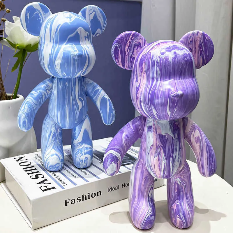 Handmade Fluid Bear Sculpture Teddy Bear Craft DIY Painting Of Violence  Bear With White Body Perfect For Home Room Decor From Mhck, $6.89