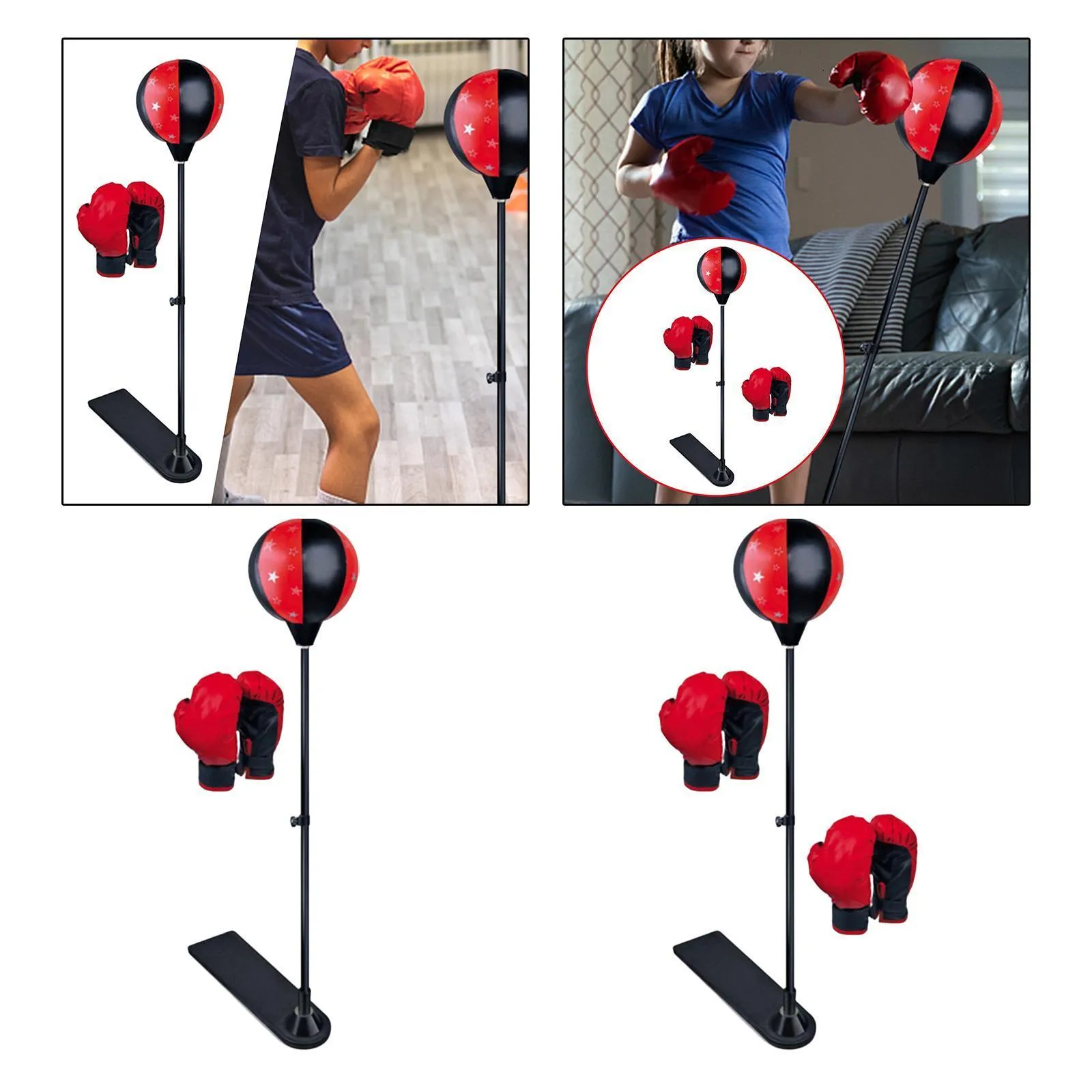 Kids Punching Bag Set with Gloves Adjustable Sport Freestanding for Exercise Home Adults Boys Girls