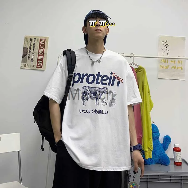 メンズTシャツPrivainker Protein Cartoon Graphic Kaii Men Tshirt Summer Shortize Man Tシャツ日本語Harajuku Men's Cloing J230625