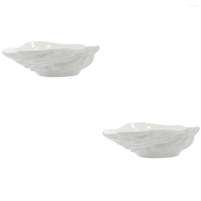 Servis uppsättningar 2 PC Oyster Bowl Housewarming Gift Sallad White Ceramic Storage Organizer Bone China Servering Container Tray