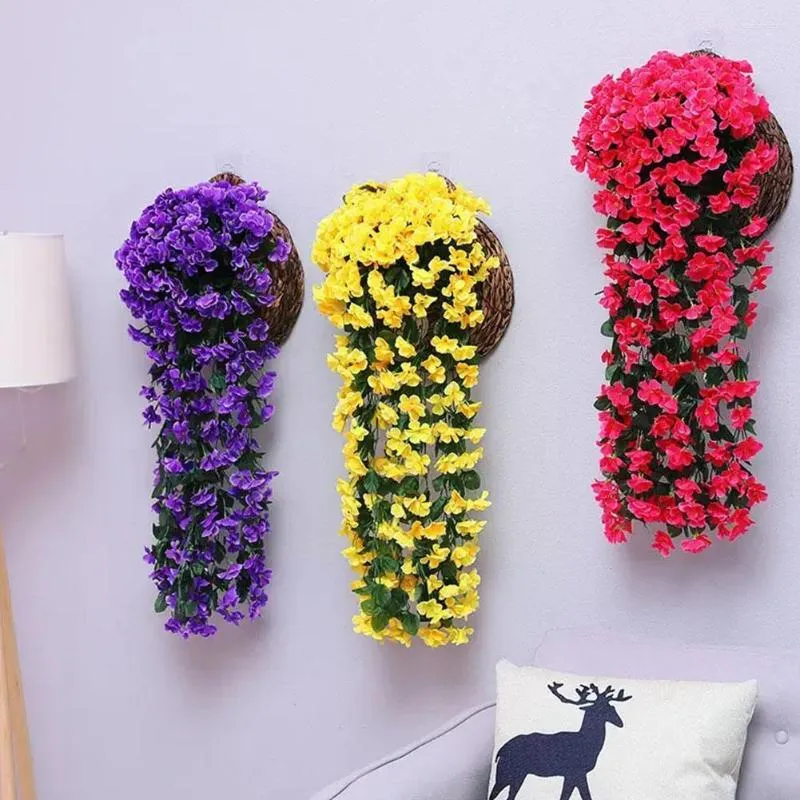 Decorative Flowers Violet Artificial Flower Party Decoration Simulation Basket Day Without Balcony Wedding Wall Valentine's Home Ha Y4Y7