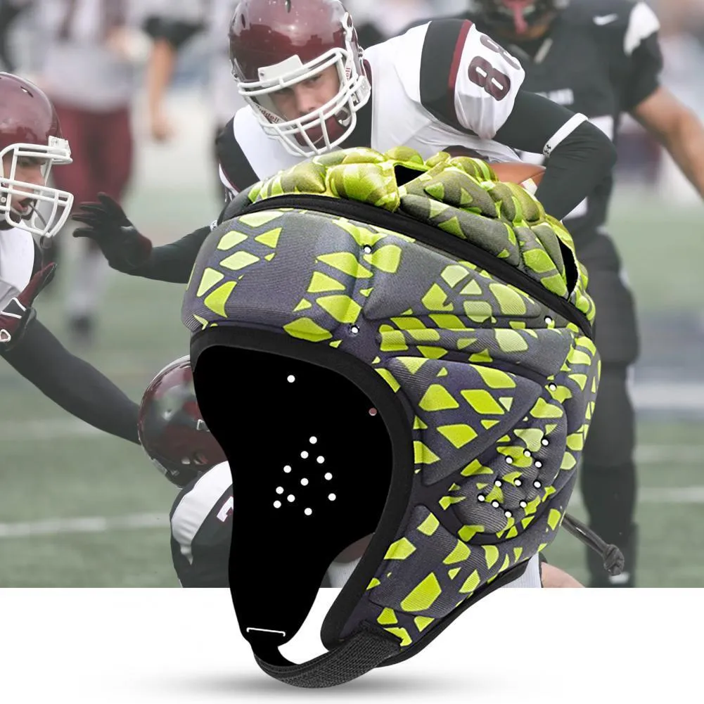Rugby Helmet Flag Football Padded Headgear Adjustable Soft Shell Headguard Head Protection