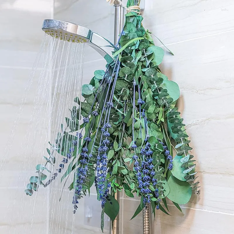 Dekorativa blommor färsk mix eucalyptus lavendel bukett för dusch 17 '' naturliga riktiga blad dekor hem aromatisk