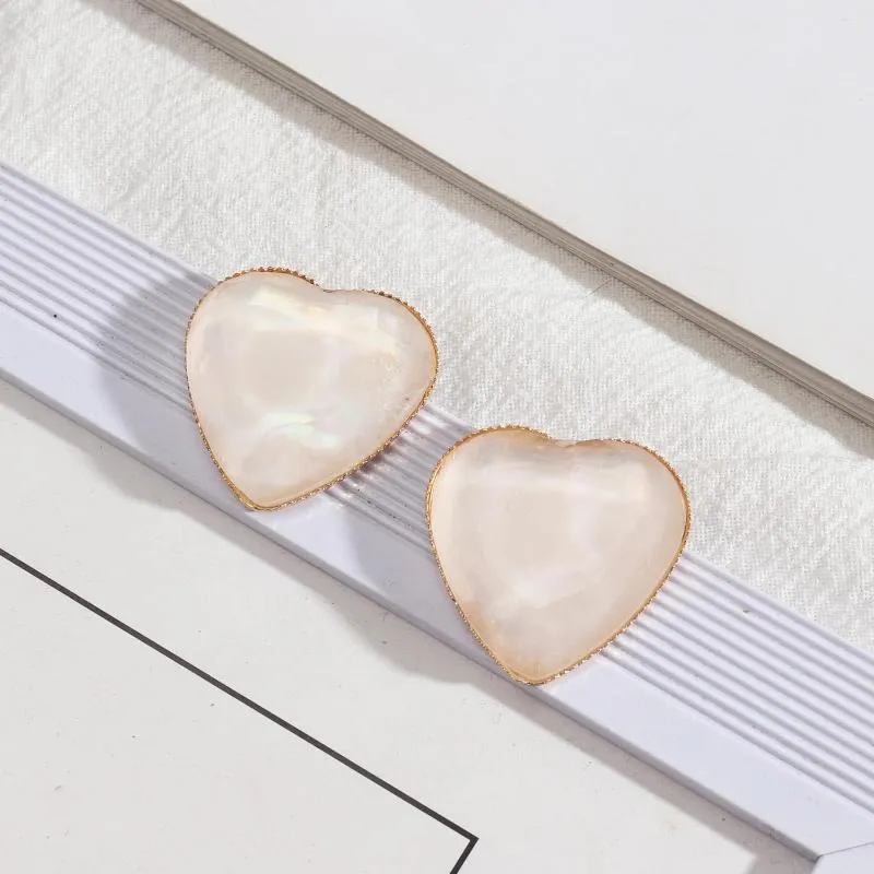 Orecchini a bottone Ultimo cuore Resina Leopardo Abalone Pattern Stereo Per le donne Design originale Gioielli delicati Regalo di San Valentino