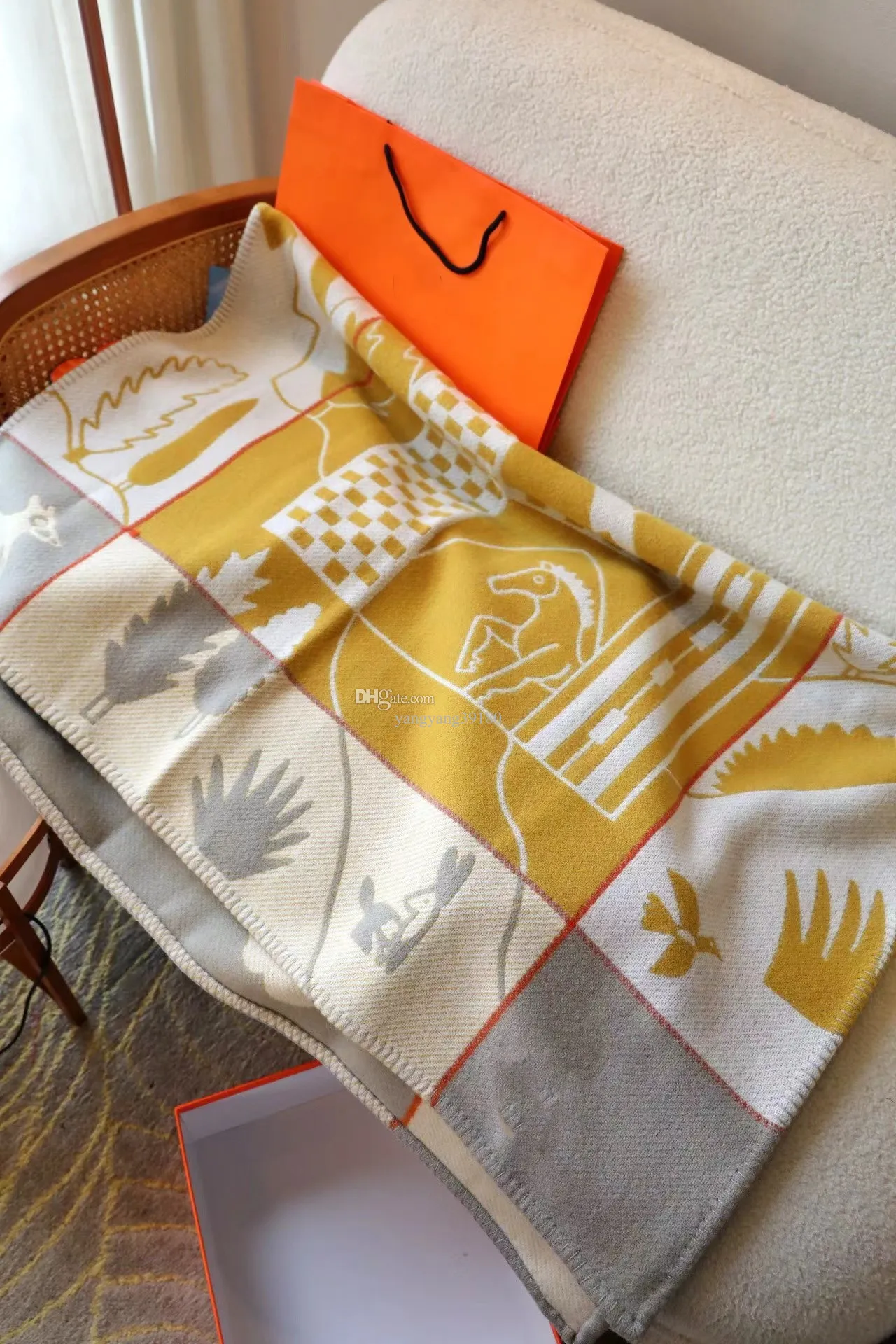 Kawaii Yellow Baby Blanket, 90 Wool, Soft And Warm, Perfect For Kids