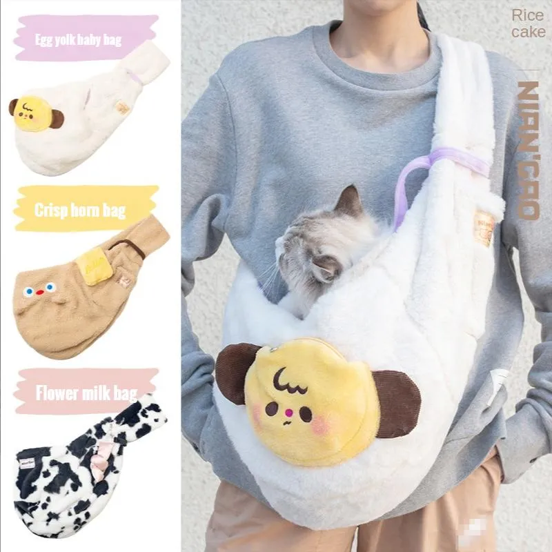 Trasportini per gatti NianGao Fashion Cute Crossbody Bag Plush Warm Dog Zaino portatile piccolo e confortevole Zaino pieghevole