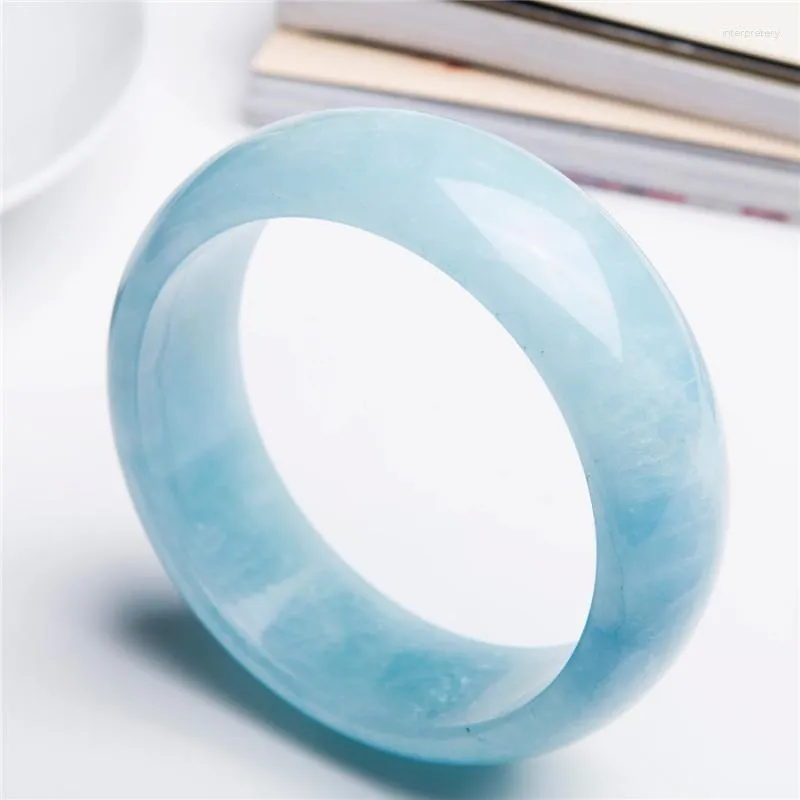 Bangle Inner Diameter 58mm äkta blå natursten Ocean Bangles for Women Femme Charm Round Armband As Gift Melv22