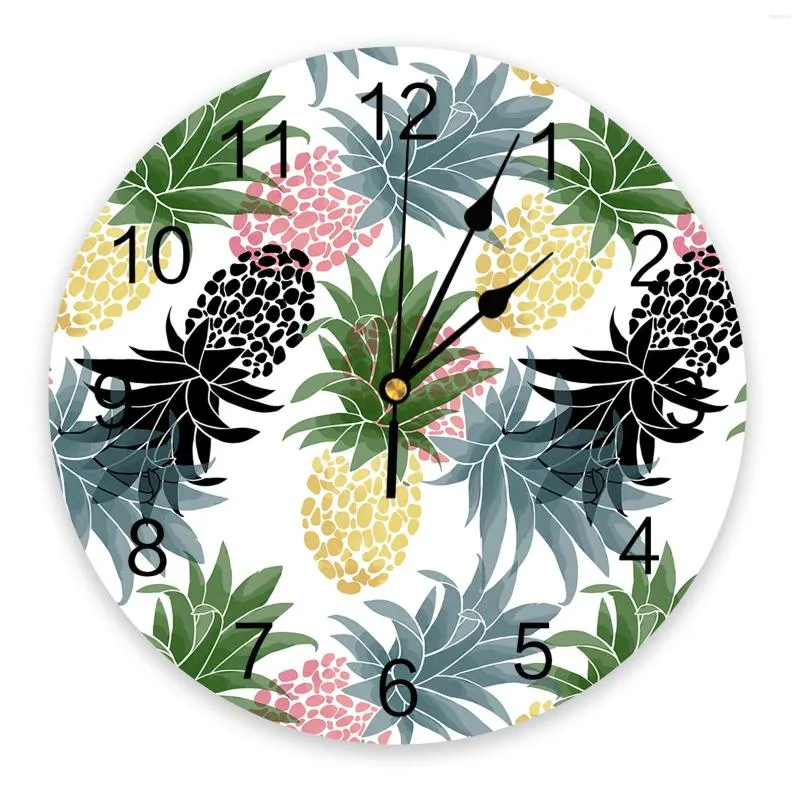 Wall Clocks Pineapple Hand Drawn Texture Home Decor Modern Kitchen Room Bedroom Living Clock