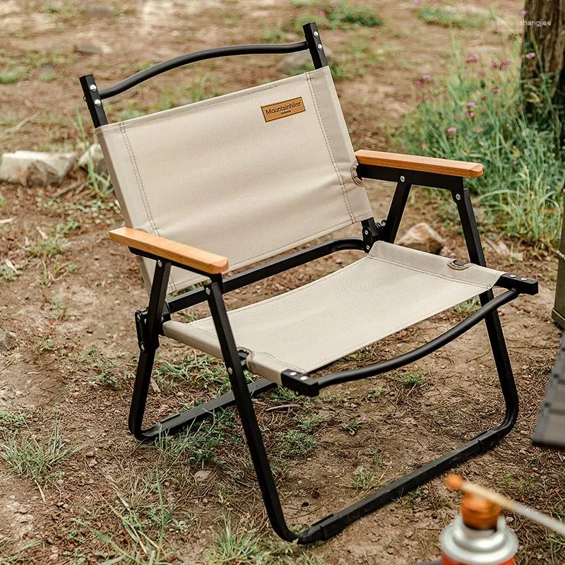 Portable Wood Grain Camping Chair With Iron Tube For Low Chair