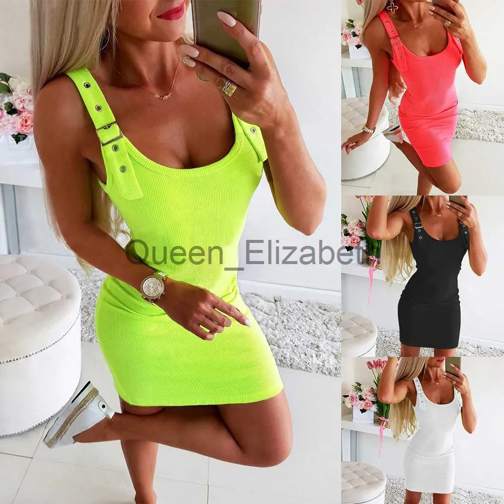 Vestidos casuais 2021 romance elegante vestido feminino verão escritório senhoras rua alta praia lazer férias curto mini vestidos alça de ombro Mujer J230625