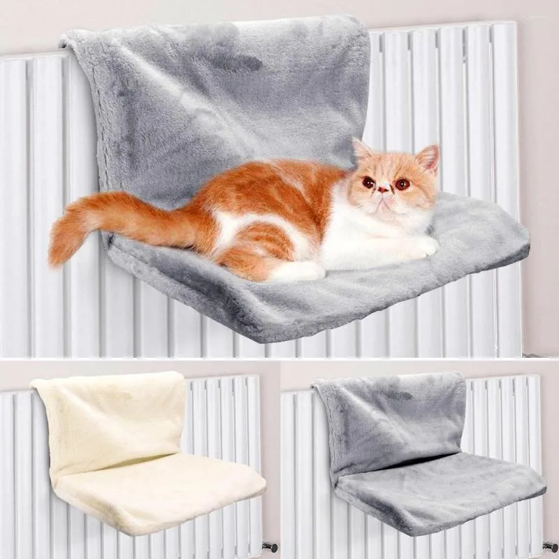 Cat Beds Pet Hammack Bed Removable Window Sill Radiator Lounge Hammocks For Kitten Hanging Winter Fleece Basket Cushion