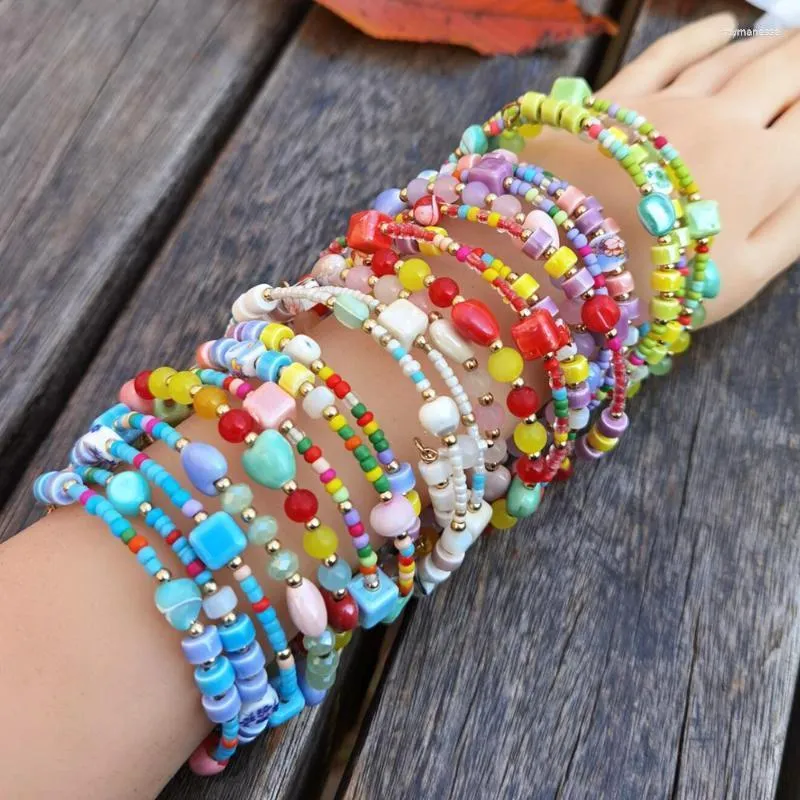 Brin Perlé Brins Bonne Qualité Boho Style Bracelets Faits À La Main Bijoux De Mode Verre Céramique Perles Bracelet Vacances Raym22