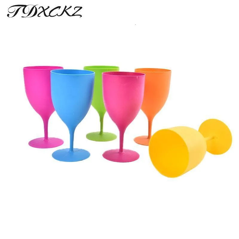 Taças de vinho 300ml de plástico fosco colorido taças de vinho coquetel taça de champanhe para festa em bar 6 pçsconjunto 230625