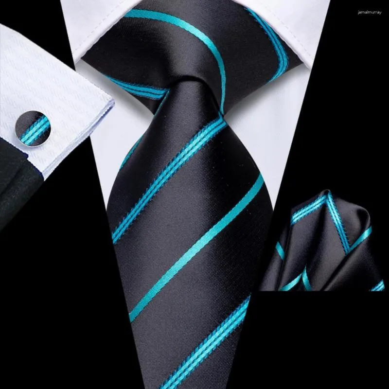 Gravatas Laço Hi-Tie Designer Preto Robin Ovo Gravata Listrada Azul Para Homens 2023 Marca de Moda Festa de Casamento Gravata Handky Abotoaduras Atacado