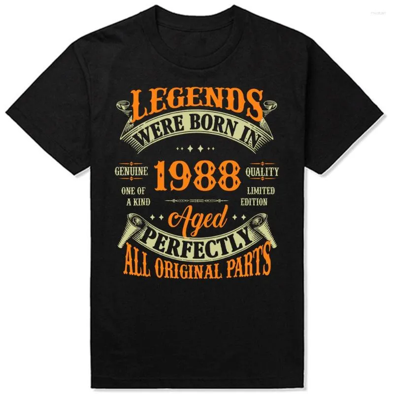 Męskie koszule nowatorskie letnie legendy w 1988 roku w 1988 roku prezenty urodzinowe z krótkim rękawem 35 lat 35. T-shirt