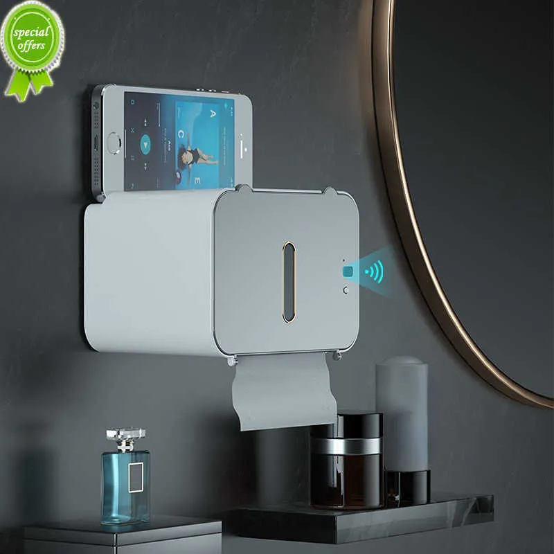 Nouveau porte-papier hygiénique Wc porte-papier Induction automatique boîte à mouchoirs mural sans poinçon toilette paresseux maison intelligente