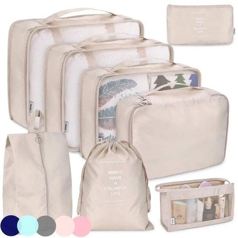 Aufbewahrungstaschen 9 Stück Reisetasche Set Kleidung Gepäck Organizer für Kleiderschrank Koffer Reisen Tasche Fall Schuhe Verpackungswürfel