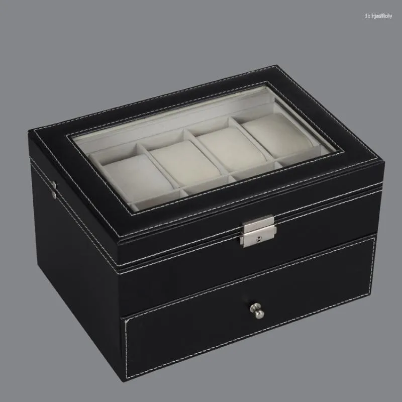 Scatole per orologi Custodie in pelle di lusso 20 Grid Box Collecting Storage Display Custodia per gioielli Organizer Deli22