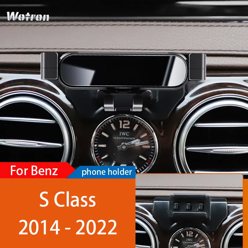 حامل الهاتف المحمول للسيارة لفئة Mercedes Benz S Class W222 W223 2014-2022 360 درجة إكسسوارات دعم MOUNT الخاصة بدرجة 360 درجة