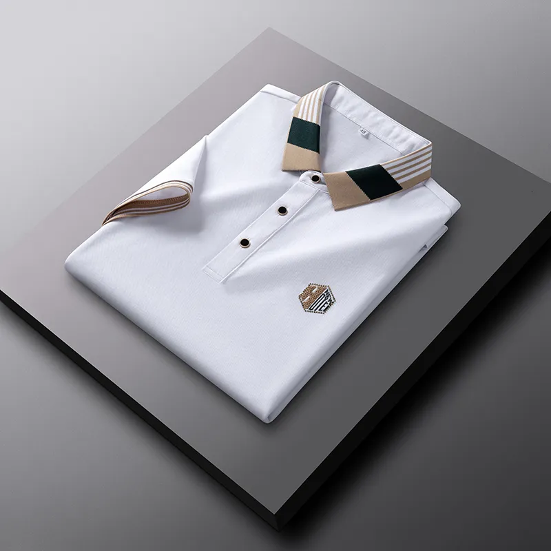 Męska Koreańska marka Koreańska Męska Sumna Moda Koszula Polo Fine Lett Hafdery H krótkie rękawowe T-shirt Business Casual Paul Shirt 230621