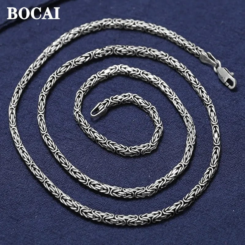 Strands Strings BOCAI Real S925 Pure Silver Jewelry Accessorie 2,5 mm Dominująca osobowość mężczyźni i kobieta naszyjnik 230625