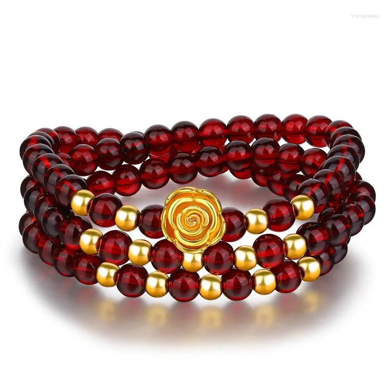 Charm Armband Women Tourism Anniversary Celebration Fashion Medallion Prayer Beads Rose Multi Circle Imitation Agate Strandedbracelet