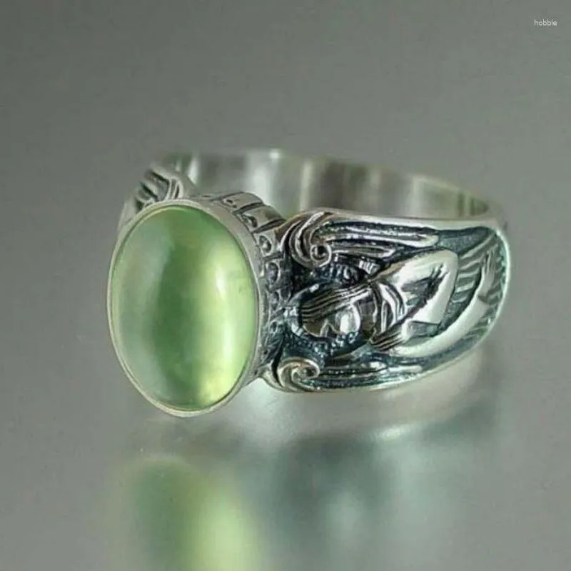 Cluster Rings Bettyue Vintage Women's Ring Guardian Angel Mint Green Black Moonstone Jewelry Luxury Party Souvenir Finger Accessories