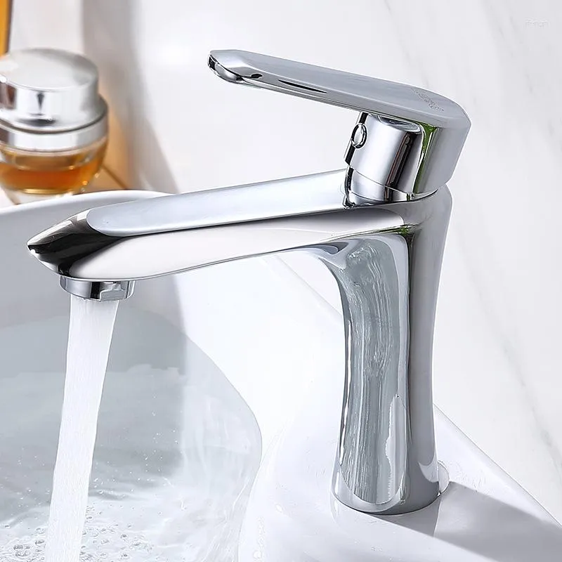 Bathroom Sink Faucets Copper Silver Single Cold Basin Faucet Washbasin Handle Hole Quick-Boiling Tap Thread G1/2'