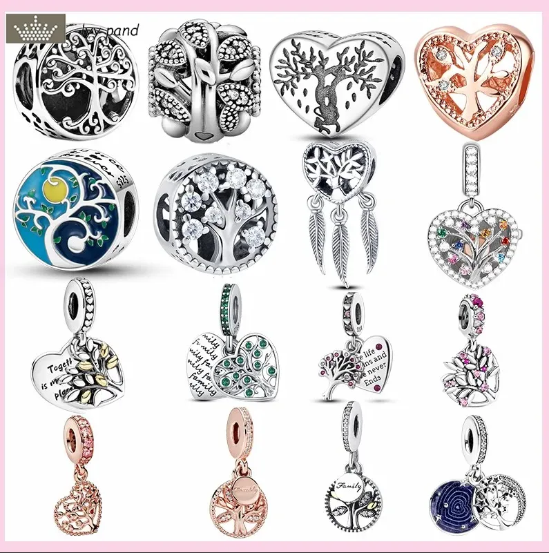 För Pandora Charms Jewelry 925 Charm Beads Accessories Tree of Life Lucky Dream Catcher Charm Set Pendant DIY Fine Fine