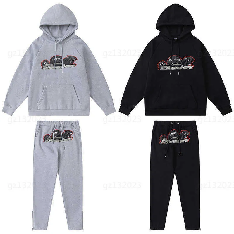 Tuta Trapstar Tracksuit Designer Hoodie Dwupiętrowy zestaw lampart haftowany wyściełana bluza z dresowymi spodniami męskie dresy