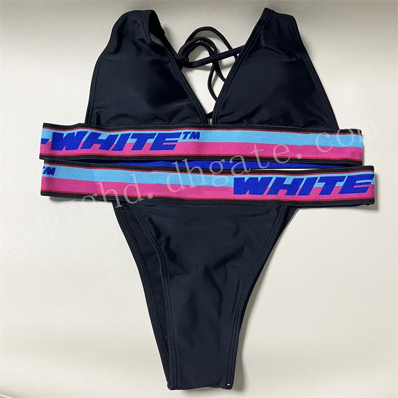 O-White Ensemble de bikini pour femme Maillot de bain tissé à lacets Sous-vêtements de meilleure qualité avec sac à poussière
