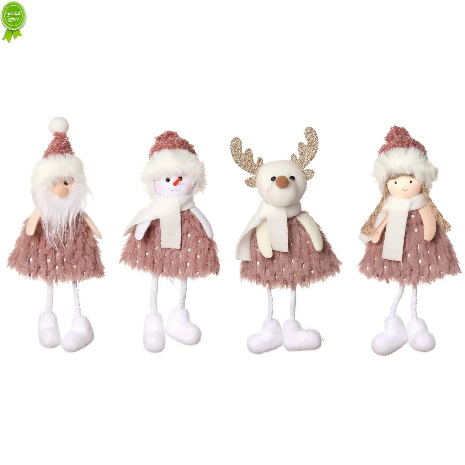 Christmas Tree Hanging Pendant Elk Santa Snowman Pendant Pink Doll Christma Merry Christmas Decor Gift Xmas Noel Navidad Favor
