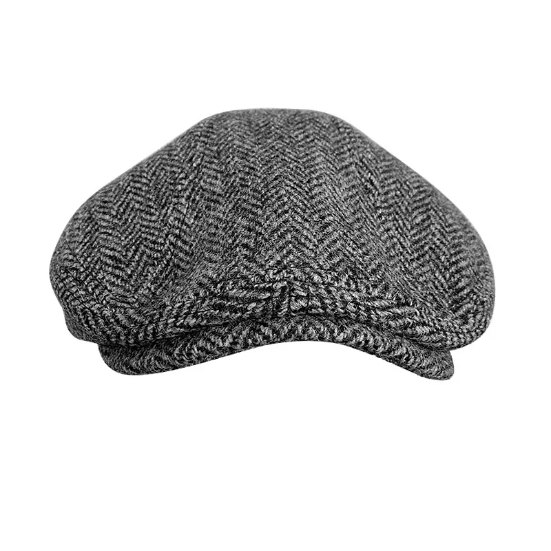 Boné de inverno masculino de lã pura de alta qualidade chapéu octógono espinha de peixe chapéu plano Gatsby BLM318