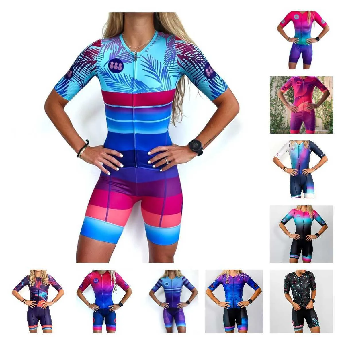 Conjuntos de roupas de ciclismo Fato de pele de ciclismo Feminino Body de uma peça Macacão de verão Bike Speedsuit 3 bolsos Macacão de triatlo Conjunto Ciclismo Mujer TrisuitHKD230625