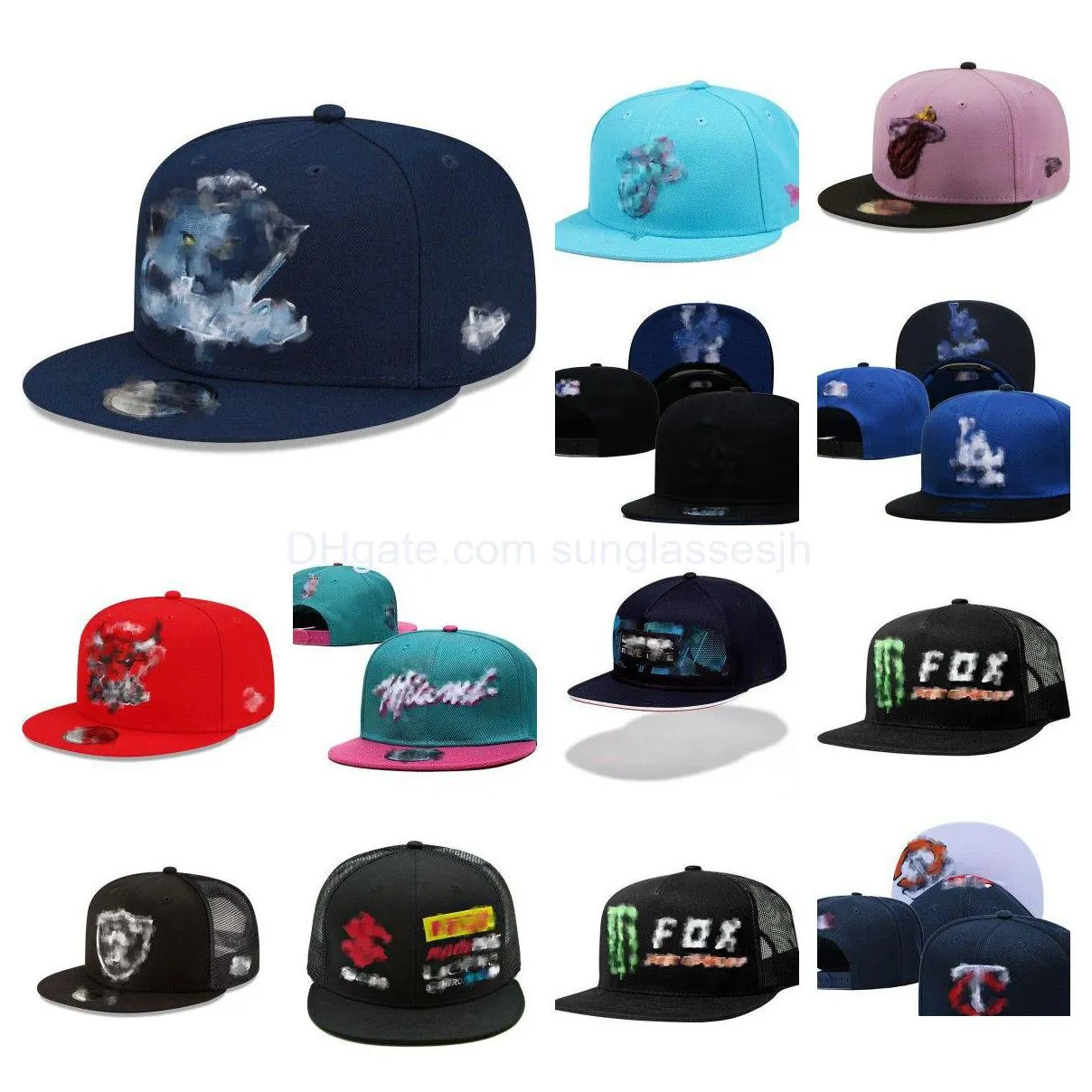 Casquettes de baseball Mélanger l'ordre Designer Snapbacks Chapeaux de basket-ball Toute l'équipe Logo Réglable Ajusté Seau Chapeau Broderie Coton Mesh Flex Beanie Dhjmk